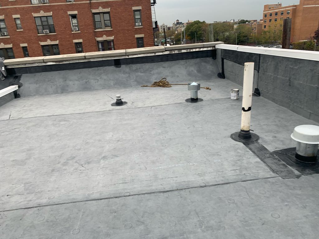 Completed EPDM flat roof on multi-family building